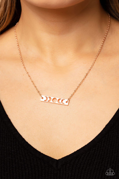 LUNAR OR LATER - ROSE GOLD MOON PHASES SHORT NECKLACE - PAPARAZZI