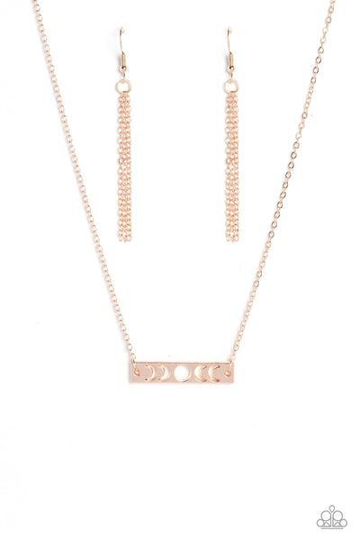 LUNAR OR LATER - ROSE GOLD MOON PHASES SHORT NECKLACE - PAPARAZZI
