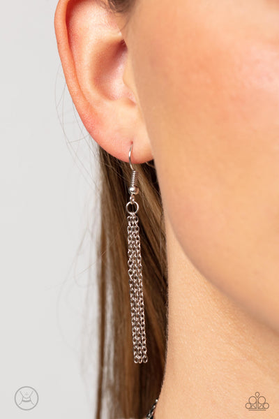 GRECIAN GRACE - BLACK PAINTED BEAD SILVER CHOKER NECKLACE - PAPARAZZI