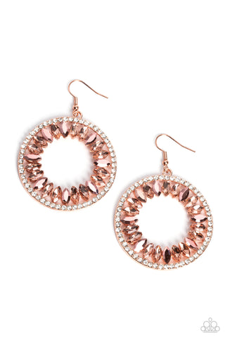 WALL STREET WREATHS - COPPER PEACH GEM EARRINGS - PAPARAZZI 