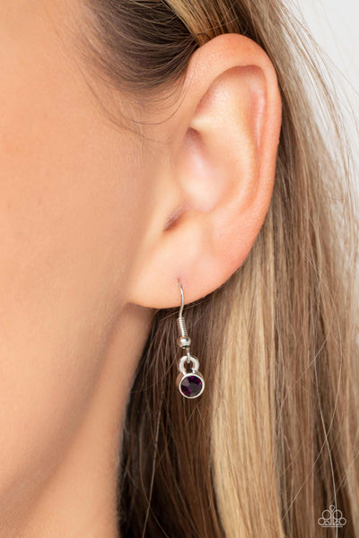 KALEIDOSCOPE CHARM - PURPLE OMBRE RHINESTONE SILVER SHORT NECKLACE - PAPARAZZI