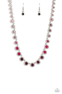 KALEIDOSCOPE CHARM - PURPLE OMBRE RHINESTONE SILVER SHORT NECKLACE - PAPARAZZI