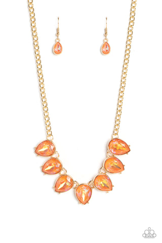 FLIRTY DANCING - ORANGE GEM GOLD NECKLACE - PAPARAZZI