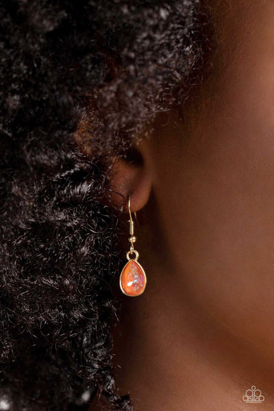 FLIRTY DANCING - ORANGE GEM GOLD NECKLACE - PAPARAZZI