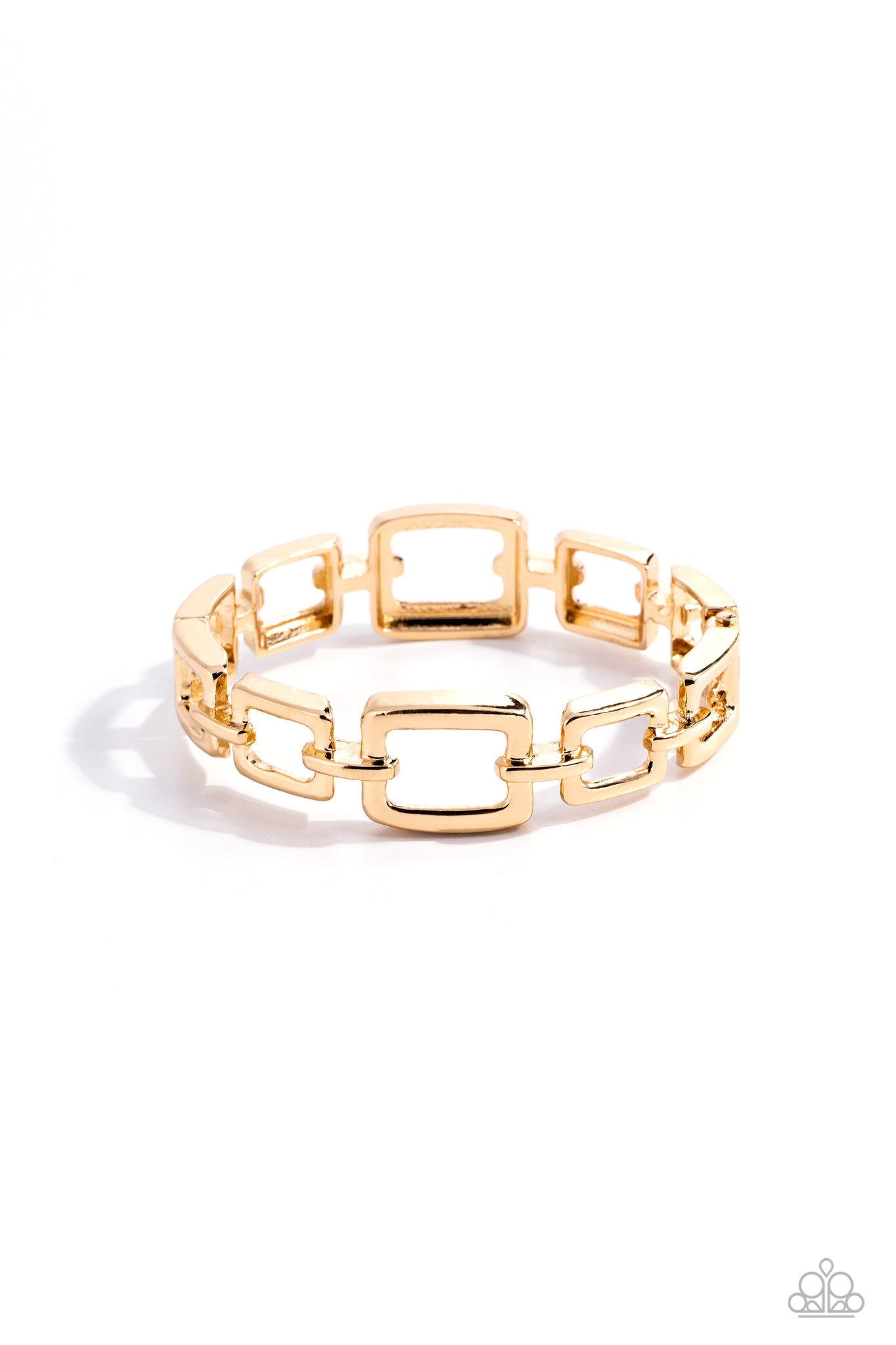 SQUARE INCH - GOLD SQUARE CHAIN HINGED BRACELET - PAPARAZZI