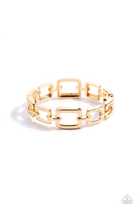 SQUARE INCH - GOLD SQUARE CHAIN HINGED BRACELET - PAPARAZZI