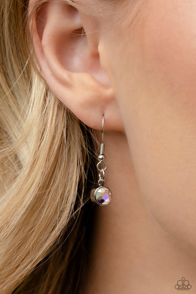 ELEVATED EDGE - MULTI PINK BLUE IRIDESCENT GEM SILVER NECKLACE - PAPARAZZI LIFE OF THE PARTY MARCH 2023