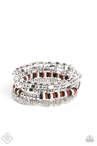CAVIAR CATWALK - MULTI BROWN WHITE BLACK SEED BEAD STRETCHY BRACELET SET - PAPARAZZI FASHION FIX FEBRUARY 2023