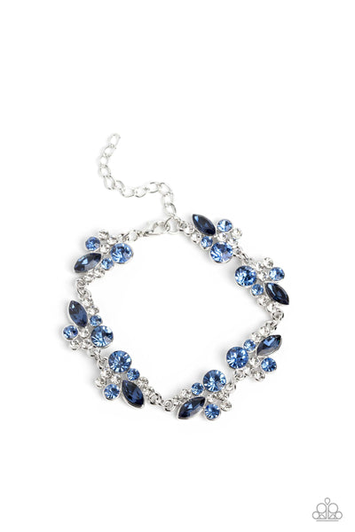 POOLSIDE PERFECTION - BLUE RHINESTONE SILVER BRACELET - PAPARAZZI