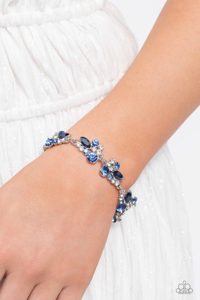 POOLSIDE PERFECTION - BLUE RHINESTONE SILVER BRACELET - PAPARAZZI