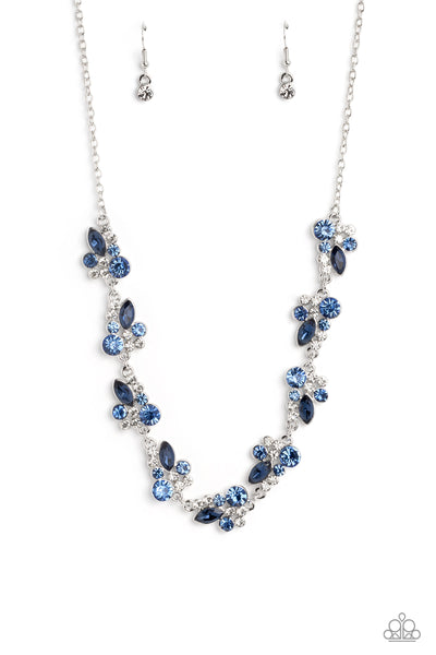 SWIMMING IN SPARKLES - BLUE RHINESTONE SILVER SHORT NECKLACE - PAPARAZZI Regular price