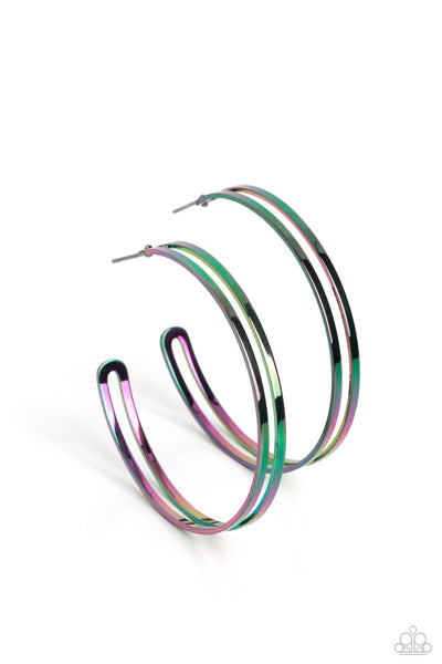 STELLAR SASS - MULTI OIL SPILL HOOP EARRINGS - PAPARAZZI