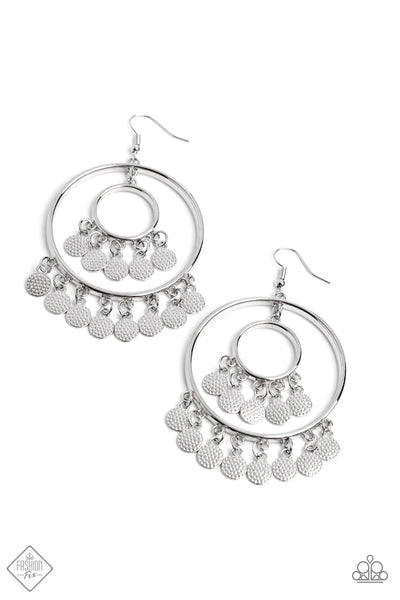 CAVIAR COMMAND - SILVER DISC CIRCLE EARRINGS - PAPARAZZI FASHION FIX FEBRUARY 2023