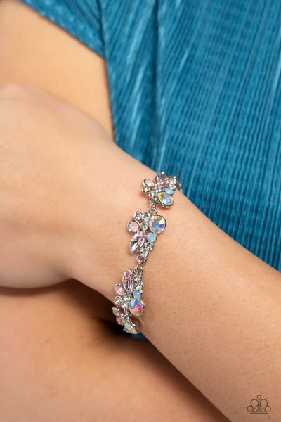 POOLSIDE PERFECTION - MULTI BLUE PINK AND IRIDESCENT GEM SILVER BRACELET - PAPARAZZI