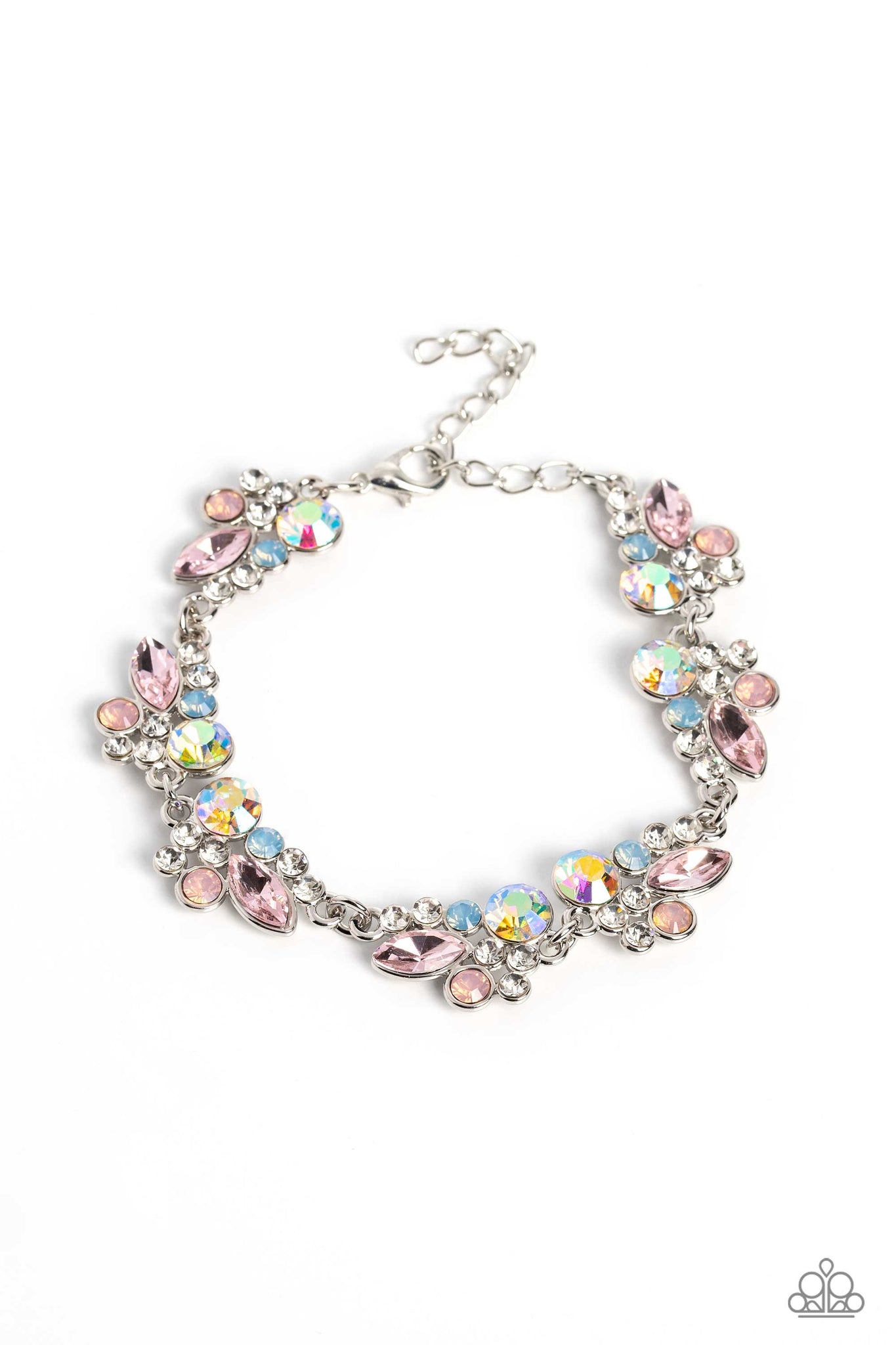 POOLSIDE PERFECTION - MULTI BLUE PINK AND IRIDESCENT GEM SILVER BRACELET - PAPARAZZI