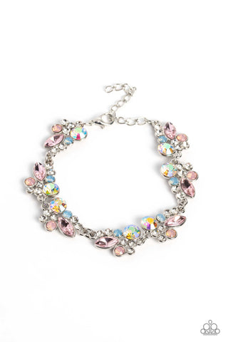 POOLSIDE PERFECTION - MULTI BLUE PINK AND IRIDESCENT GEM SILVER BRACELET - PAPARAZZI