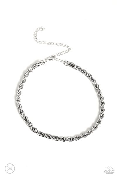 NEVER LOSE ROPE - SILVER ROPE CHAIN CHOKER NECKLACE - PAPARAZZI