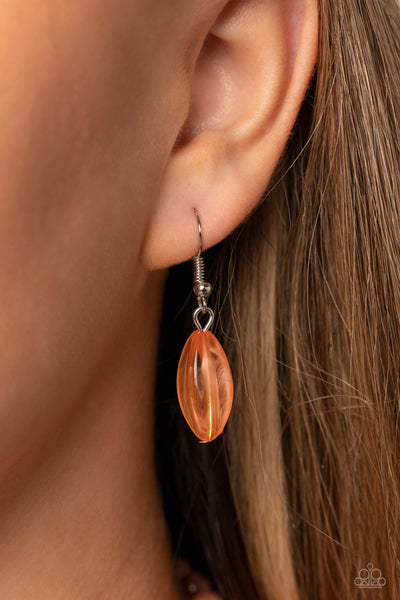 LAYERED LASS - ORANGE AND SILVER BEAD LAYERED SHORT NECKLACE - PAPARAZZI