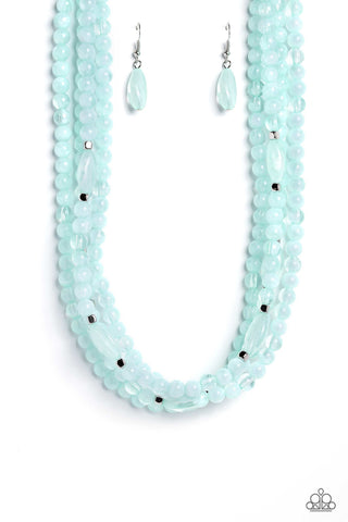 LAYERED LASS - BLUE BEAD SILVER LAYERED NECKLACE - PAPARAZZI