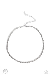 GLIMMER OF ROPE - SILVER CHOKER NECKLACE - PAPARAZZI