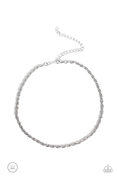 GLIMMER OF ROPE - SILVER CHOKER NECKLACE - PAPARAZZI
