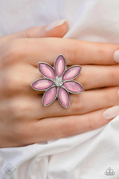 GARDEN MY FRENCH - PURPLE GEM FLOWER SILVER RING - PAPARAZZI - FASHION FIX MARCH 2023