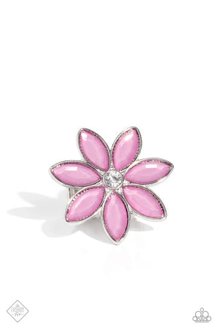 GARDEN MY FRENCH - PURPLE GEM FLOWER SILVER RING - PAPARAZZI - FASHION FIX MARCH 2023