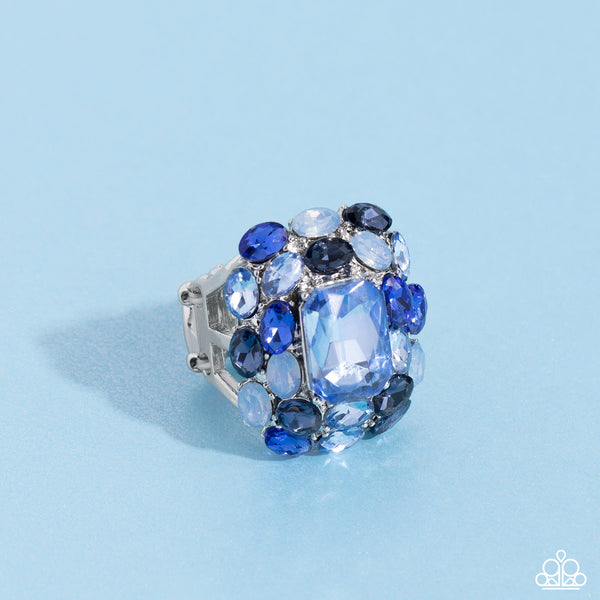PERFECTLY PARK AVENUE - BLUE GEM SILVER RING - PAPARAZZI LIFE OF THE PARTY MAY 2023