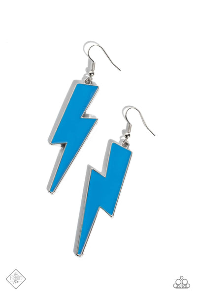 RAD REVIVE - BLUE LIGHTNING BOLT SILVER EARRINGS - PAPARAZZI - FASHION FIX APRIL 2023