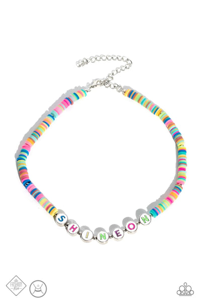 PSYCHEDELIC GLOW - MULTI COLOR "SHINE ON" CHOKER NECKLACE - PAPARAZZI - FASHION FIX APRIL 2023