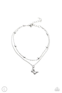 FLY ME TO THE BEACH -SILVER ANKLET BUTTERFLY CHARM - PAPARAZZI