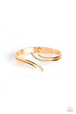 ELVEN ELEGANCE - GOLD BAR HINGED BRACELET - PAPARAZZI
