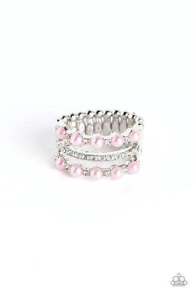 REALLY BUBBLY - PINK PEARL SILVER RING - PAPARAZZI