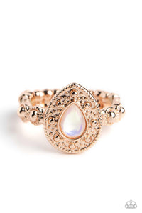 OPERA SHOWCASE - ROSE GOLD IRIDESCENT BEAD RING - PAPARAZZI