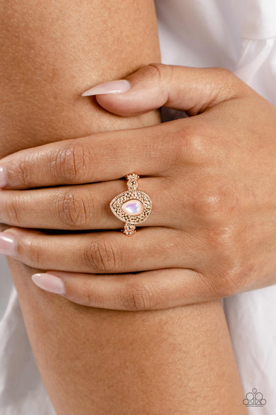 OPERA SHOWCASE - ROSE GOLD IRIDESCENT BEAD RING - PAPARAZZI