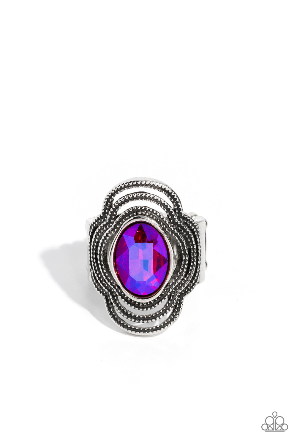 ENTRANCING EDGE - PINK UV SHIMMER GEM SILVER RING - PAPARAZZI