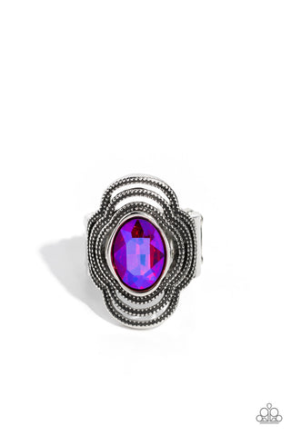 ENTRANCING EDGE - PINK UV SHIMMER GEM SILVER RING - PAPARAZZI