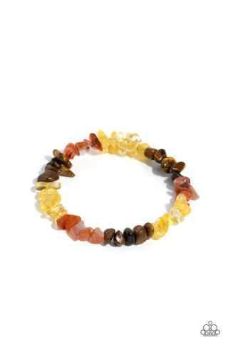 SCULPTED SHOWCASE - BROWN COLORED ROCK PEBBLE STRETCHY BRACELET - PAPARAZZI