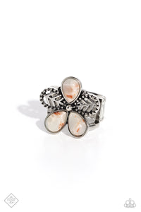 FREE-SPIRITED FORMAL - BLUE AND WHITE STONE SILVER FLORAL RING - PAPARAZZI JULY 2023