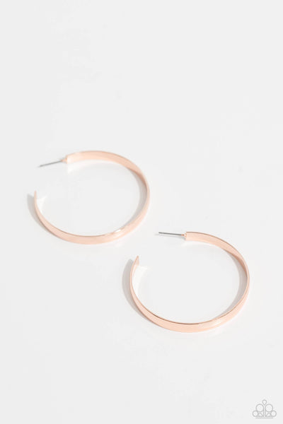SLEEK SYMMETRY - ROSE GOLD HOOP EARRINGS - PAPARAZZI