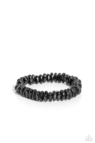 MONOCHROMATIC MECHANIC - BLACK GUNMETAL BEAD URBAN STRETCHY BRACELET - PAPARAZZI