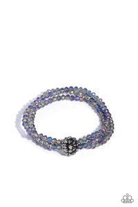 TWISTED THEME - MULTI OIL SPILL AND HEMATITE BEAD STRETCHY BRACELET - PAPARAZZI
