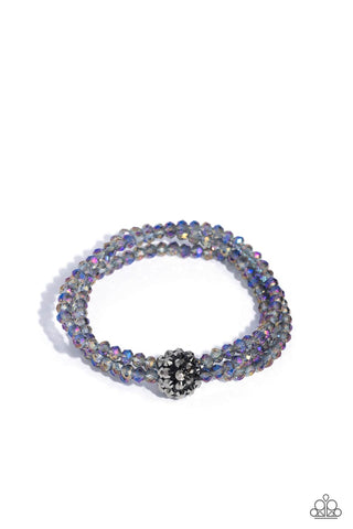 TWISTED THEME - MULTI OIL SPILL AND HEMATITE BEAD STRETCHY BRACELET - PAPARAZZI