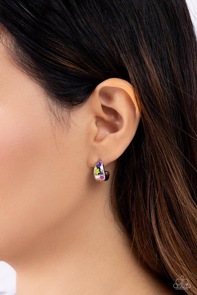 SCOUTING STARS - MULTI COLOR STAR SILVER HOOP EARRINGS - PAPARAZZI
