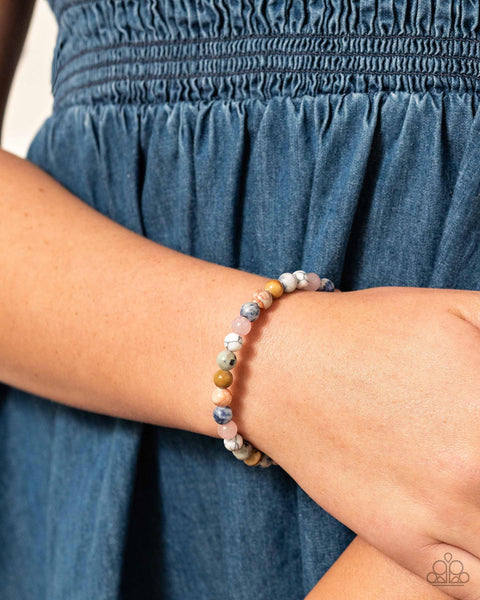 SINUOUS STONES - MULTI COLOR SMOOTH STONE COIL BRACELET - PAPARAZZI