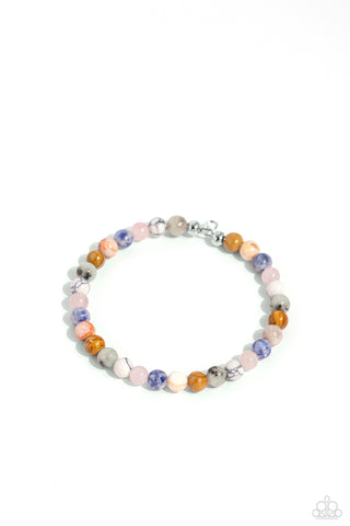 SINUOUS STONES - MULTI COLOR SMOOTH STONE COIL BRACELET - PAPARAZZI