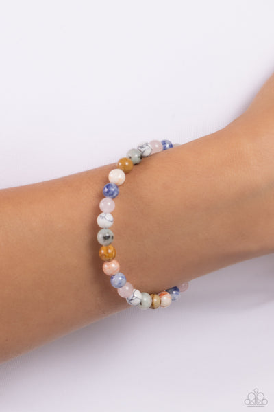 SINUOUS STONES - MULTI COLOR SMOOTH STONE COIL BRACELET - PAPARAZZI