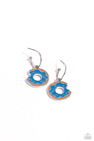 DONUT DELIVERY - BLUE DONUT SILVER EARRINGS - PAPARAZZ