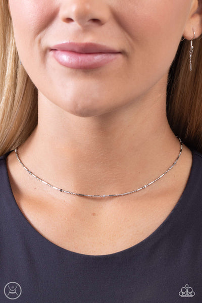 SERENITY STRAND - SILVER DAINTY CHOKER NECKLACE - PAPARAZZI