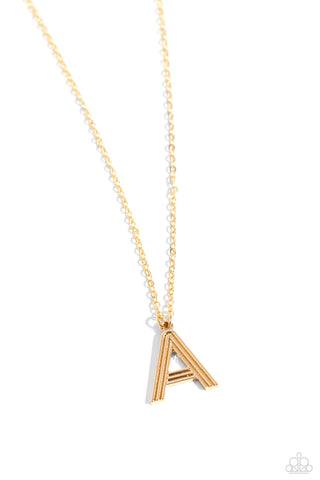 LEAVE YOUR INITIALS - GOLD - A - LETTER ALPHABET SHORT NECKLACE - PAPARAZZI